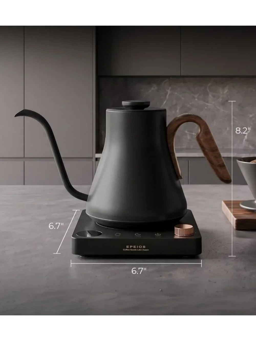 Gooseneck Electric Kettle with Temperature Control, 1200W, 0.9L - Matte Black